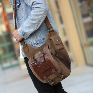 New antique canvas men package, European and American fashion men pack men's single shoulder slant bag multi-functional postbag