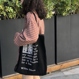Black Canvas Bag, One-shoulder Large-capacity Female Literary Cloth Bag