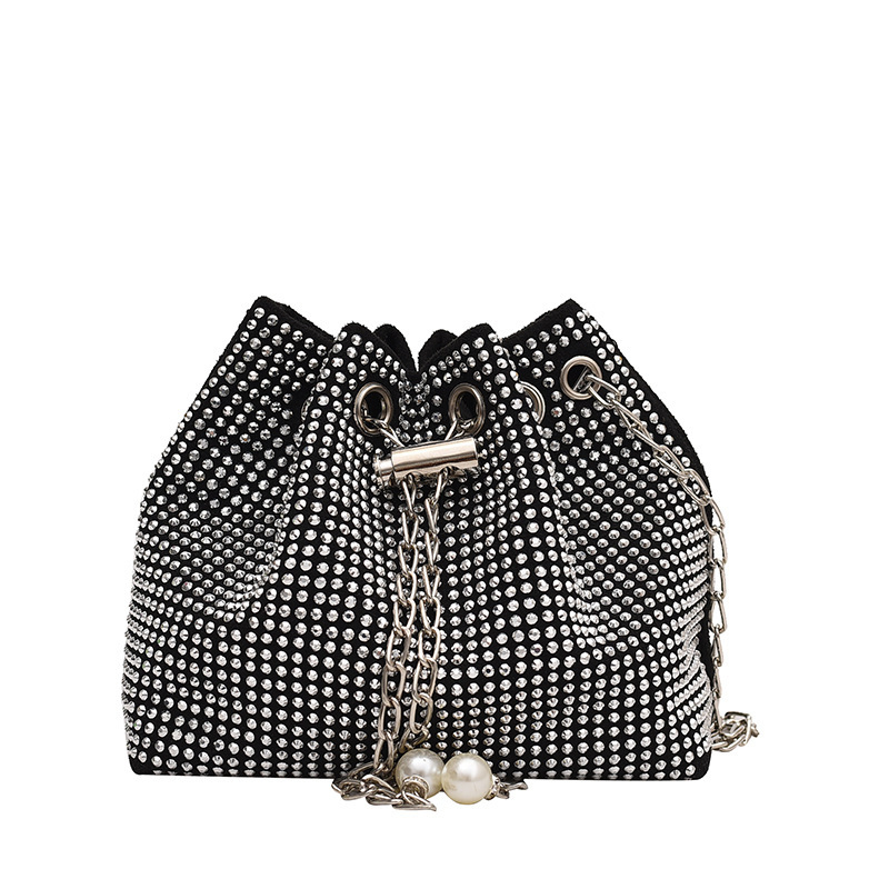 Diamond Shoulder Chain Diagonal Bucket Bag - Image 9